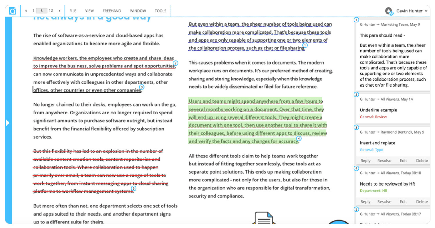 Annoatate tool for smart document collaboration user layout