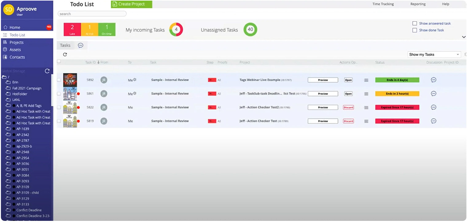 Aproove oonline collaboration and compliance platform dashboard interface