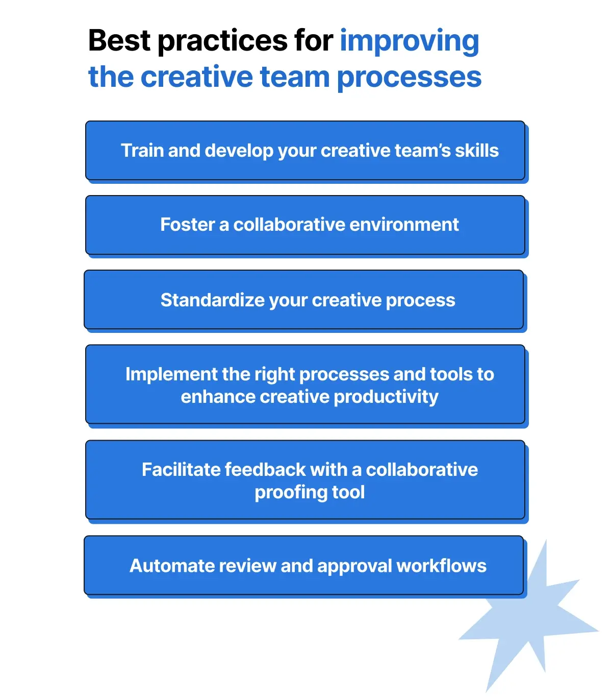 Best practices for improving the creative team processes list