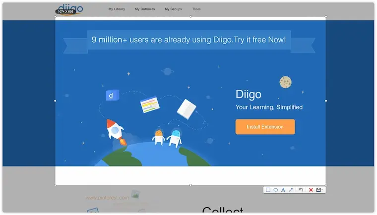 Diigo annotation online tool for website proofing landing page