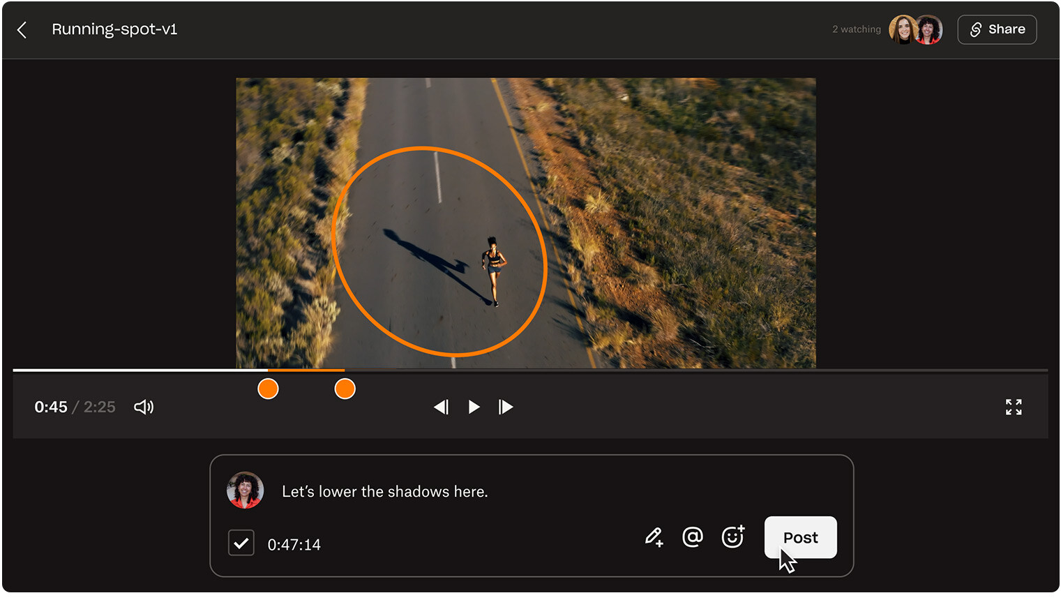 Dropbox video annotation functionality window