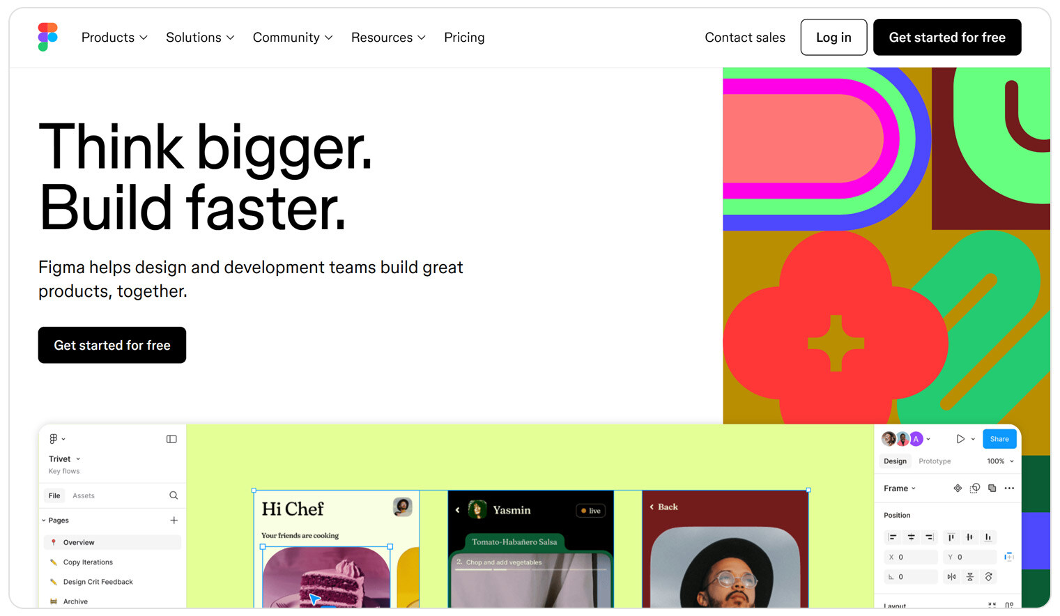 Figma landing page - Think bigger and build faster header