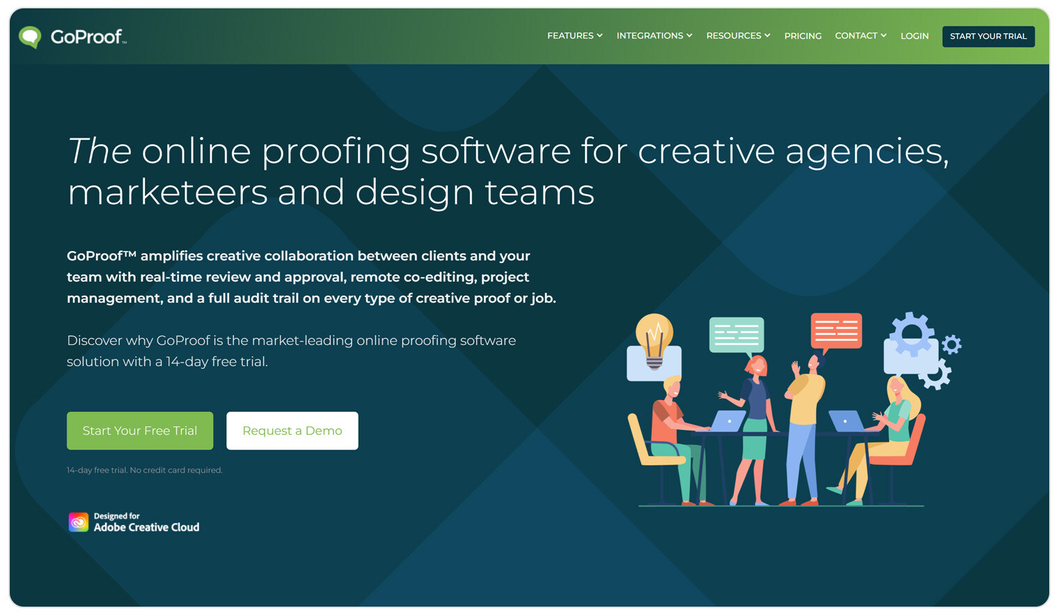 GoProof main homepage header - the online proofing software for creative agencies, marketers and design team