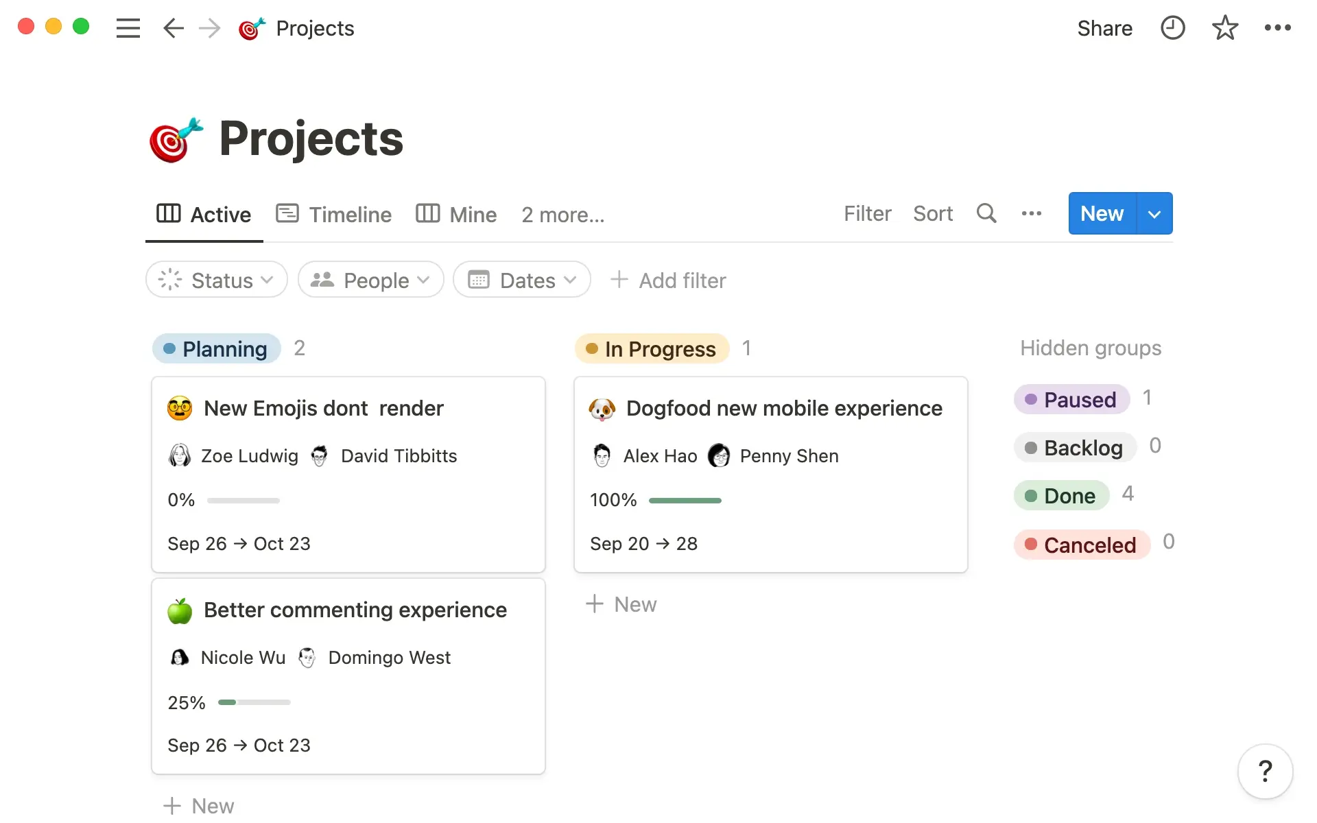 Notion UI screen displaying tasks assigned to team members 
