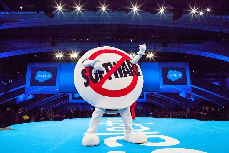 Software banned representing mascott at Salesforce event 