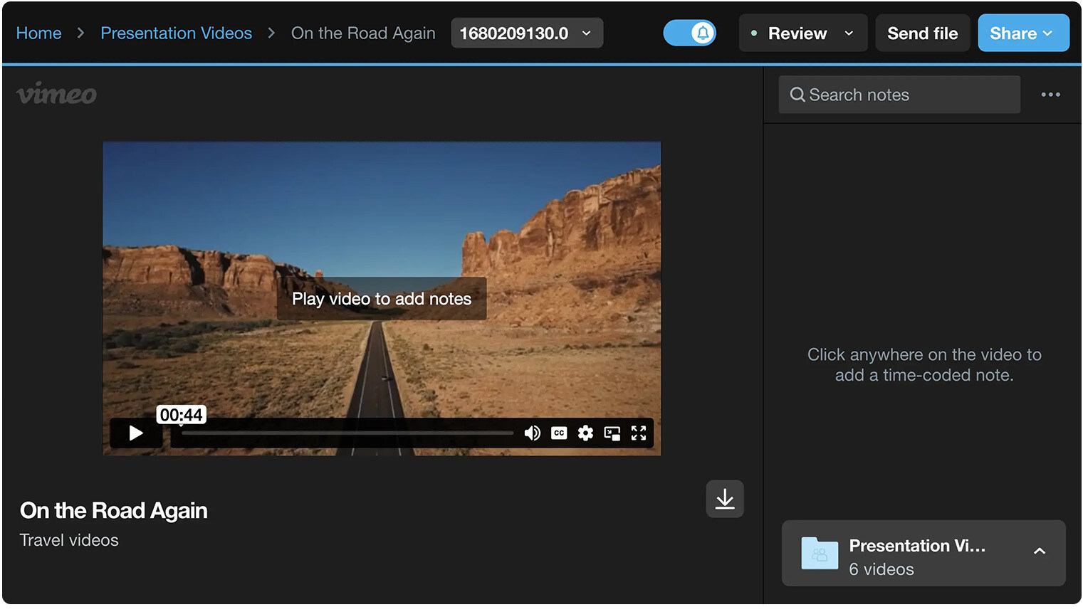 Vimeo video annotation tool details with proof