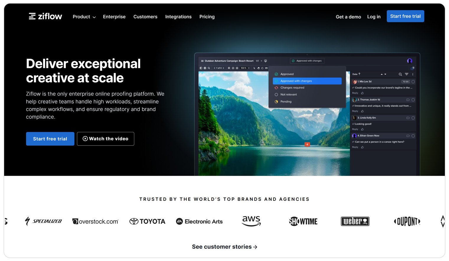 Ziflow homepage header with title - Deliver exceptional creative at scale