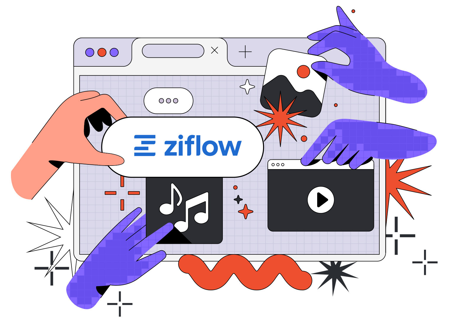 Ziflow log amongst symbols of another media ssets put on a website