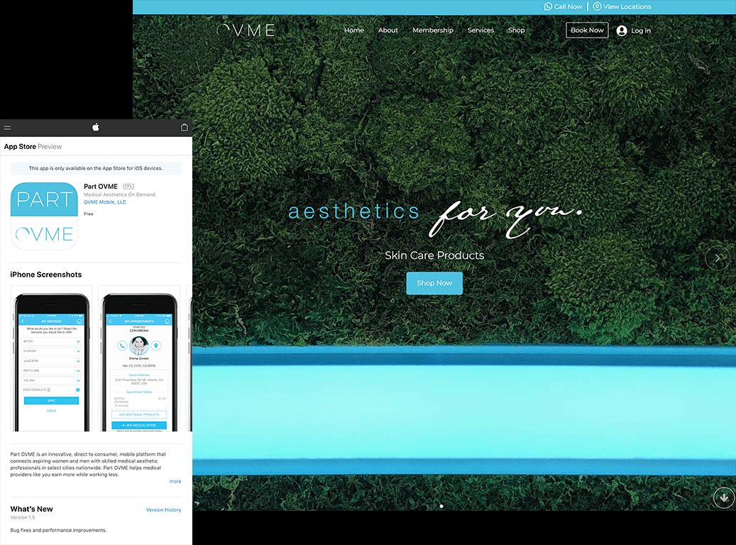 Aestethics landing page overview